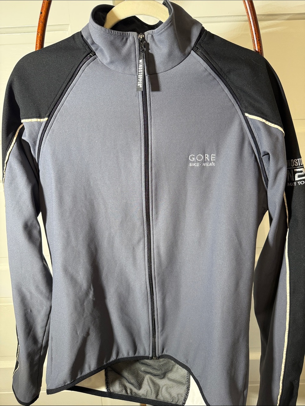 Gore Bike Wear Windstopper Cycling Jacket Convertible Zip Sleeve Gray Black L